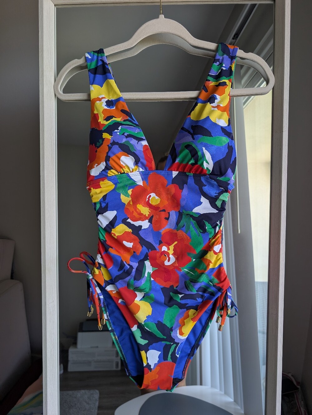 NWT Lauren Ralph Lauren Floral Ruched One Piece Swimsuit Size 8 MSRP $165 - Picture 5 of 14